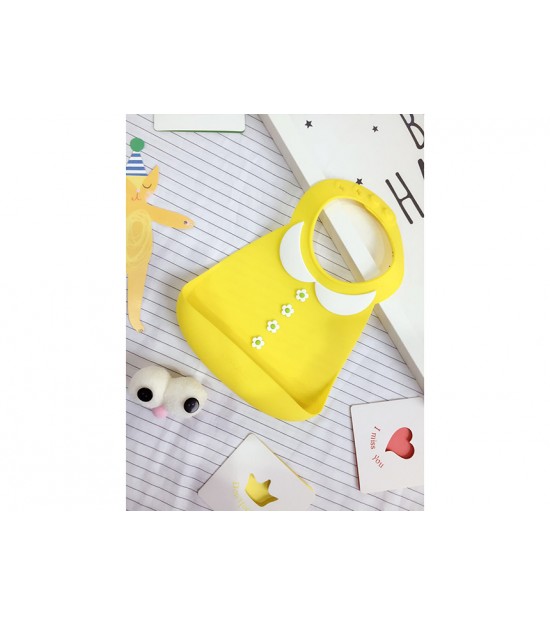 Eazy Kids - 3D Designer Silicon Bib - Yellow & White Collar